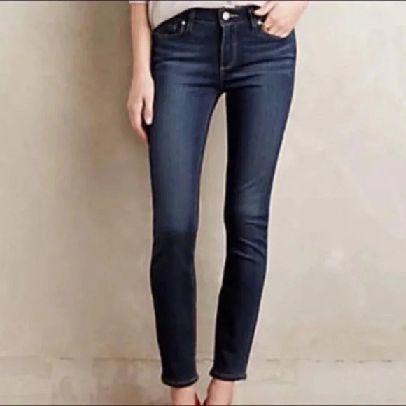 Paige Womens 29 Roxie Capri Ankle Crop Low Rise  Dark Wash Skinny Jeans - Picture 1 of 14